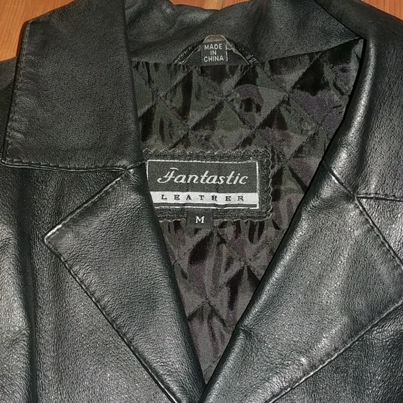 Men's black leather jacket - Picture 4 of 7